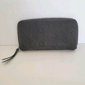 BVLGARI Zip Wallet‎ Black Logo Italian Large Designer Canvas Leather Accordion